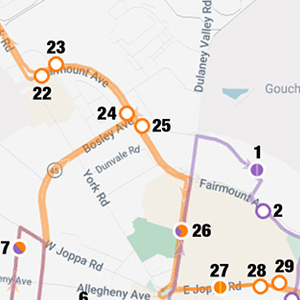 a small section of the towson loop map