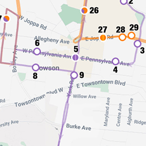 a small section of the towson loop map